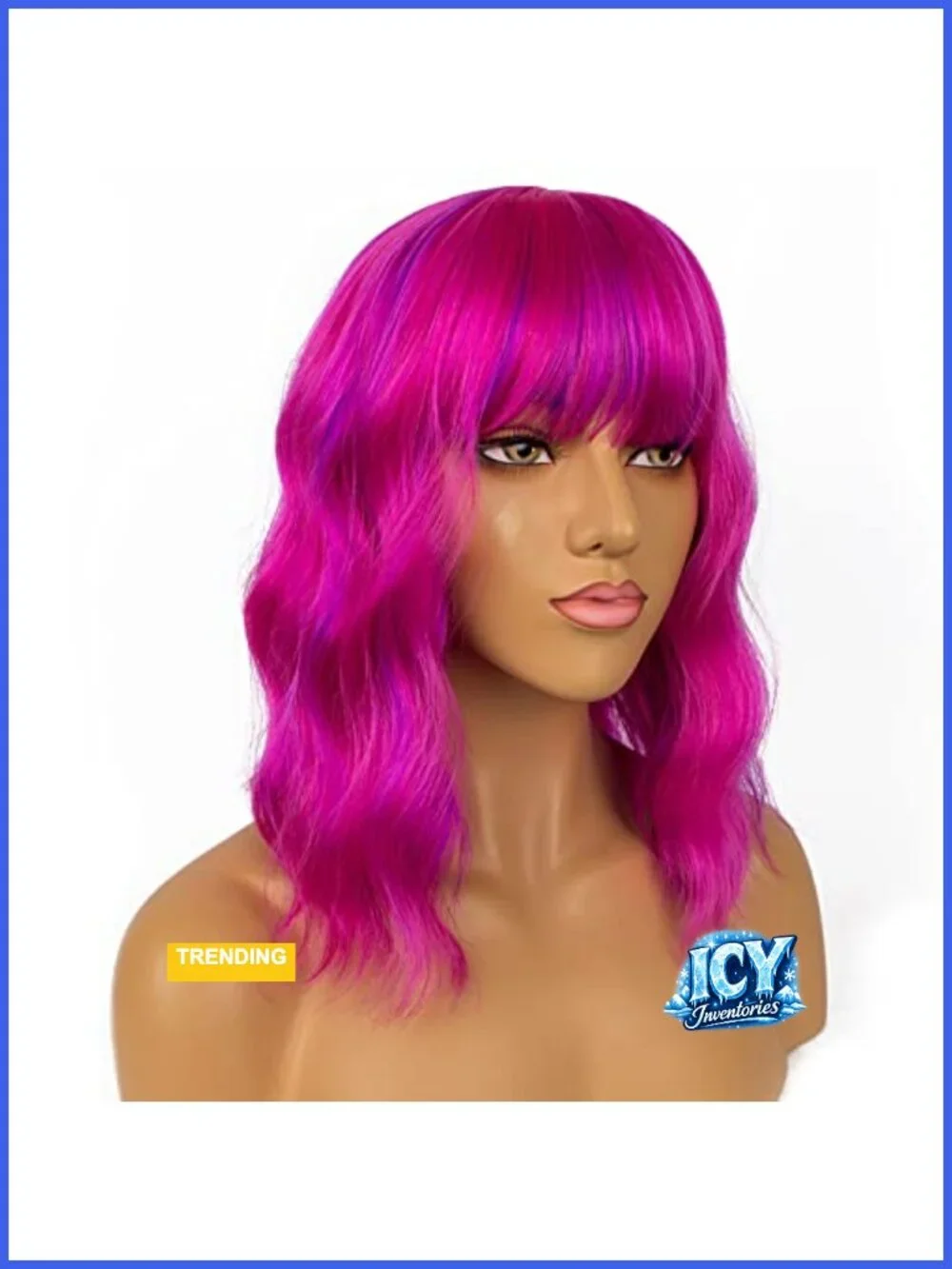 Short Bob Wig with Bangs Loose Wavy Synthetic Heat Resistant Fiber Cosplay Wig